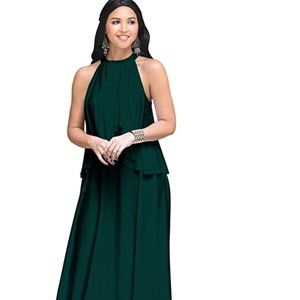 KOH KOH Womens Long Sleeveless Halter Layered Flow